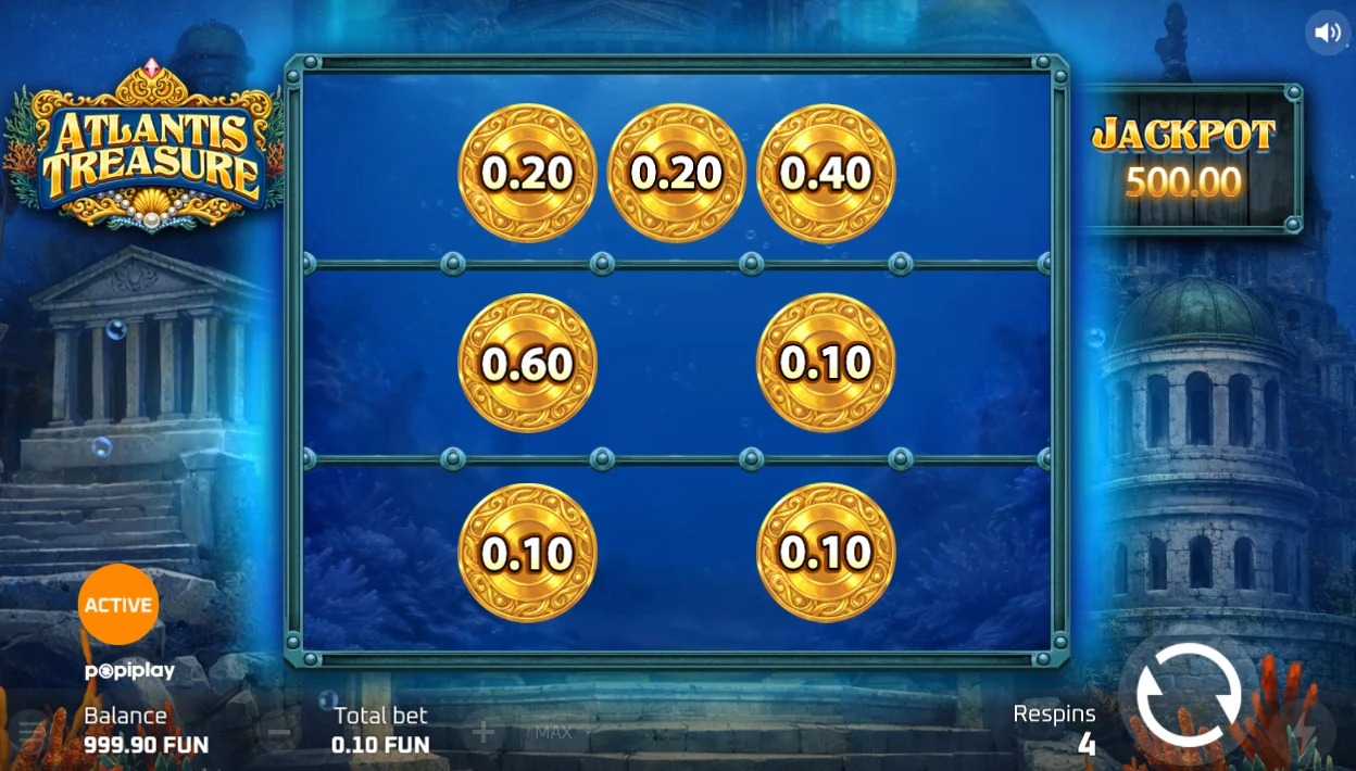 Atlantis Treasure Gameplay — Hold and Win Respins with Gold Coins and Jackpot